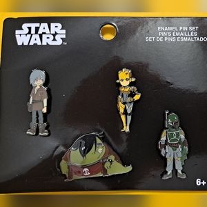 STAR WARS BOBA FETT, YOUNG HUTT, DROIDS FUNKO ENAMEL PIN SET